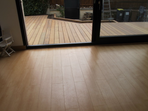Structure dalle de bton pour terrasse bois