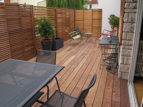 Structure dalle de bton pour terrasse bois